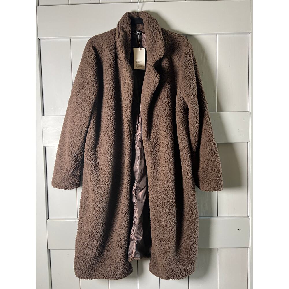 Women's Suvimuga Fuzzy Brown Long Coat Size 2XL NEW